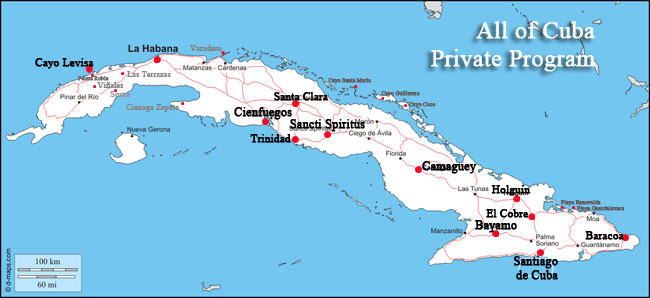 all of cuba tour map