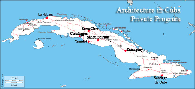 Architecture Cuba tour map